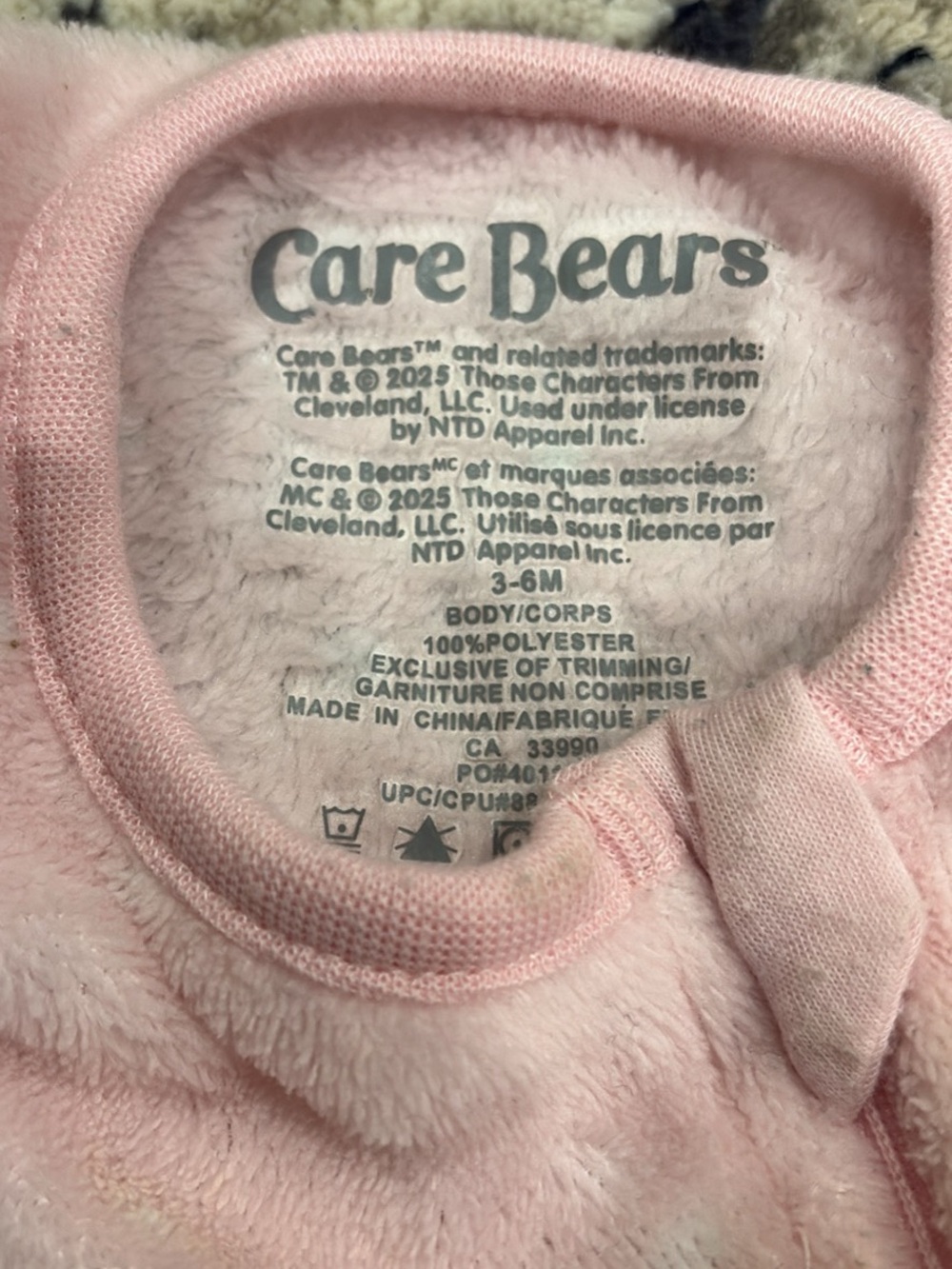 Care Bears Pink Plush Zip-Front One-Piece for Kids - Picture 6 of 6